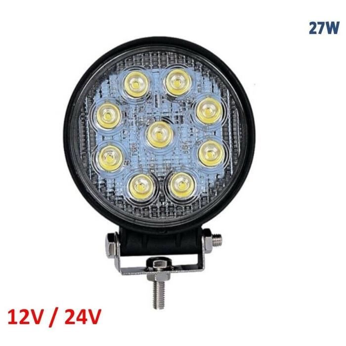 FEUX PHARE DE TRAVAIL ROND 10W LED LENTICULAIRE-CAMION BATEAU 4X4 12V/24V