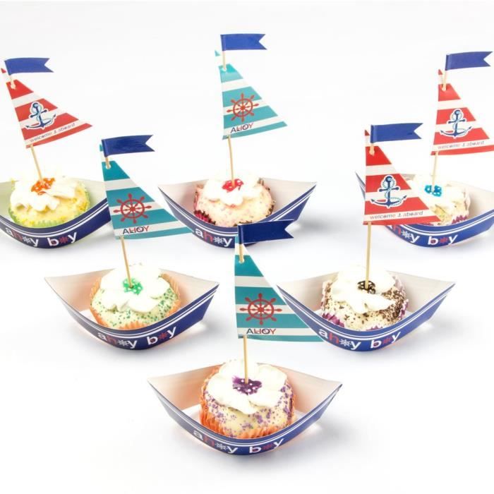 Voilier Cupcake Toppers Wrappers De Gateaux Nautique Anniversaire Fete Decoration 1er Ahoy Garcon Anniversaire Onglet Fxx Cdiscount Beaux Arts Et Loisirs Creatifs