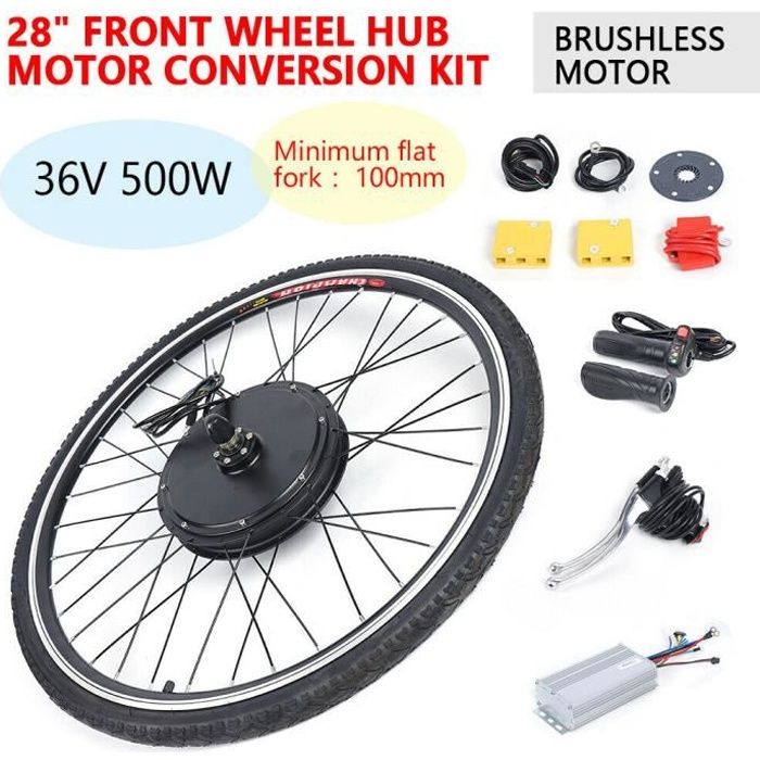 Kit de conversion de moteur de moyeu de roue avant électrique E-Bike 28 '' pour vélo 36V 500W