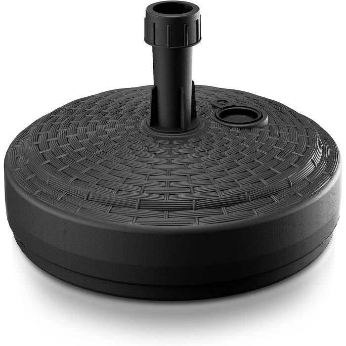 Pied De Parasol Rond 20 Litres Avec 4 Roulettes - Support à Remplir D'eau/sable, Stable, Pour Jardin, Plage, Terrasse
