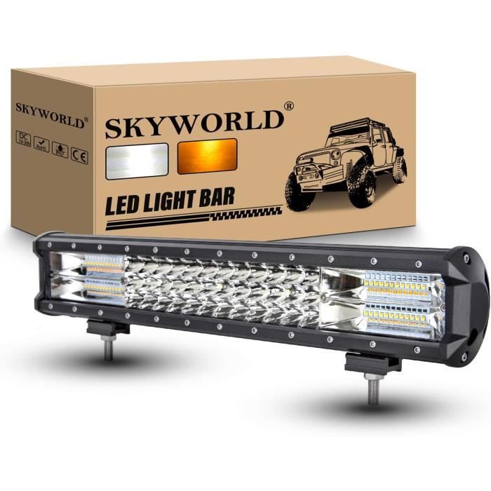 Barre Lumineuse LED Stroboscopique 75,5 Cm - 56 LED Ambre, IP65, 15 Modes, 12-24V, Pour Véhicule D'Urgence/Chantier