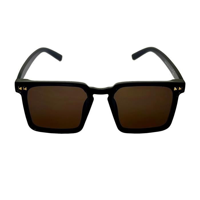 Lunettes Soleil Carr Homme Femme Cube Fine Marron Fonc Luxe New Vintage Old