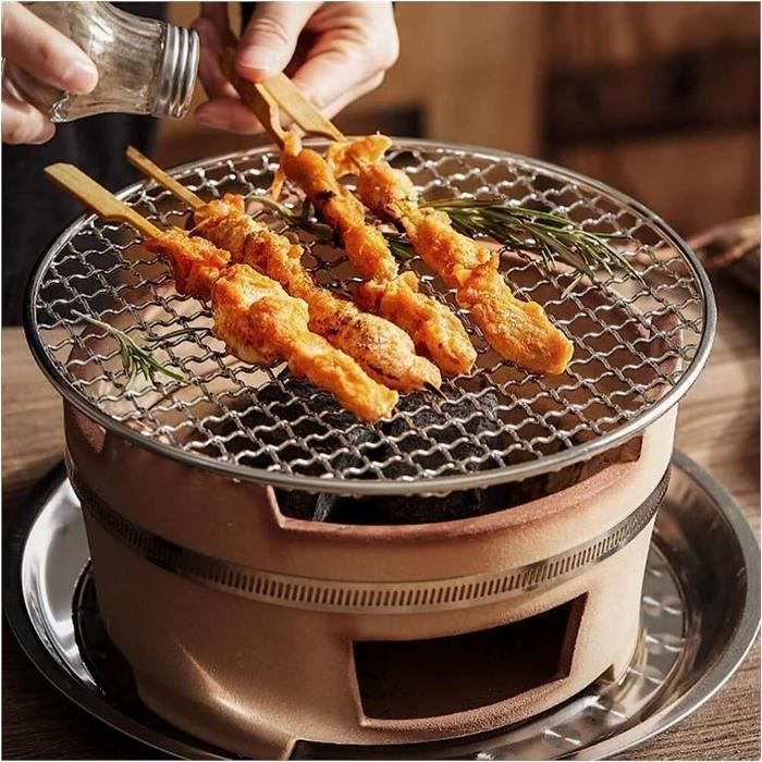 Poêle à Charbon En Argile - Barbecue Portable En Céramique Avec Grille Métal - Pour Cuisine Extérieure, Camping - 3