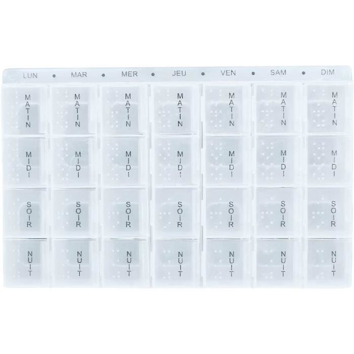 Semainier Pilulier 7 Jours - 2 Compartiments Par Jour (matin/soir) - Transparent, Format Voyage - Neuf