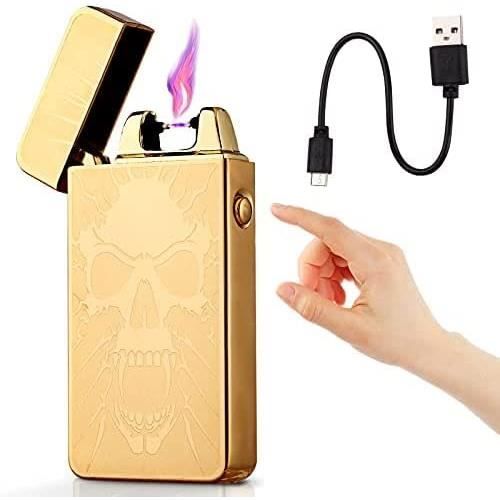 KUGUAN Briquet USB Fin – Rechargeable, Coupe-vent, Sans Flamme, 8,6x1x1 Cm, 13,6 G, Batterie Haute Capacité