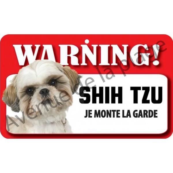 Plaque Murale Vintage Métal "Attention Au Shih-Tzu" – Déco Humour Chien – Marque Plenty Gifts