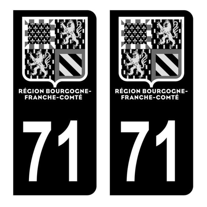 Lot 4 Autocollants plaque immatriculation voiture auto département 71  Saône-et-Loire Bourgogne Franche Comté Noir & F France Europe - Cdiscount  Auto