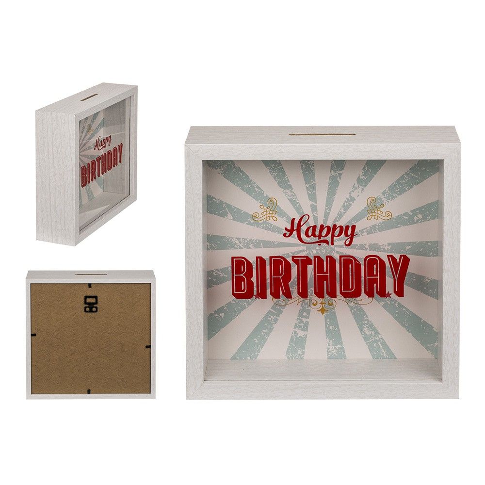 Urna Cubo Metallico 20cm Con Scritta Buon Compleanno Multicolor - 4