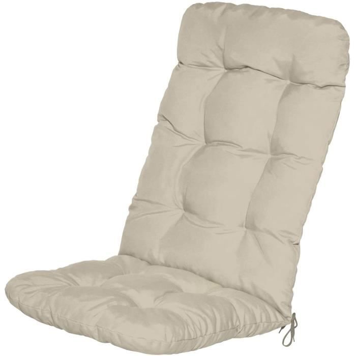 Beautissu Coussin chaise jardin Flair HL 120x50x8cm Nature  Coussin