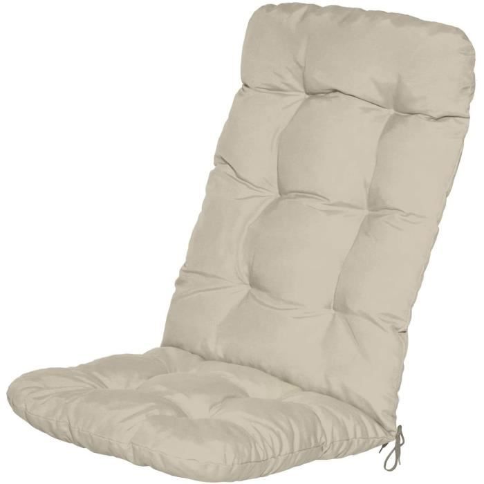 Beautissu Coussin chaise jardin Flair HL 120x50x8cm Nature