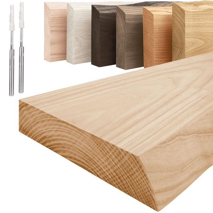 LAMO Manufaktur Étagère flottante murale bois avec fixation invisible Étagère 70 cm largeur Couleur: naturel Bord: naturel LAMO Manufaktur Étagère flottante murale bois avec fixation invisible Étagère 70 cm largeur Couleur: naturel Bord: naturel