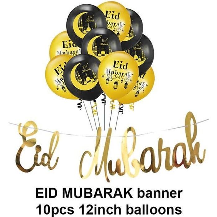 Kit de décoration - 11pcs - Assiettes décoratives - Ramadan EID MUBARAK - Jaune