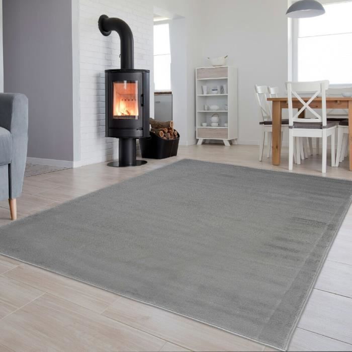 TAPISO Luxury Tapis de Salon Chambre Ado Design Moderne Gris Unicolore ...