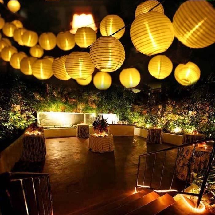 24 DEL solaire Guirlande lumineuse blanc des lanternes Pavillon éclairage 6,45 m transparent 