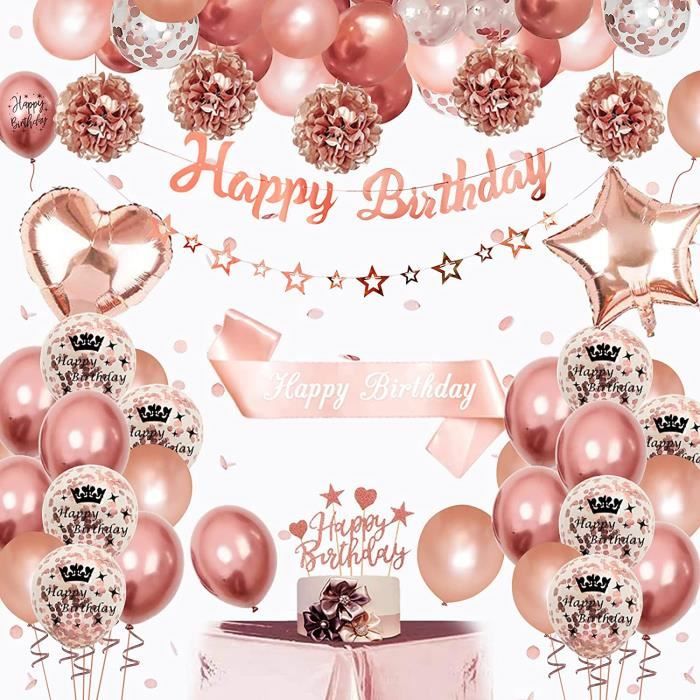 Anniversaire Decorations Ballon Rose Gold Rose Gold Joyeux Anniversaire Ballons Fourniture D Anniversaire Avec Decorations D A3 Cdiscount Maison