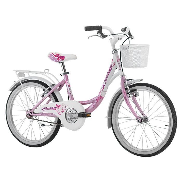 V lo Fille City Bike en Acier 20 Pouces couleur rose blanche