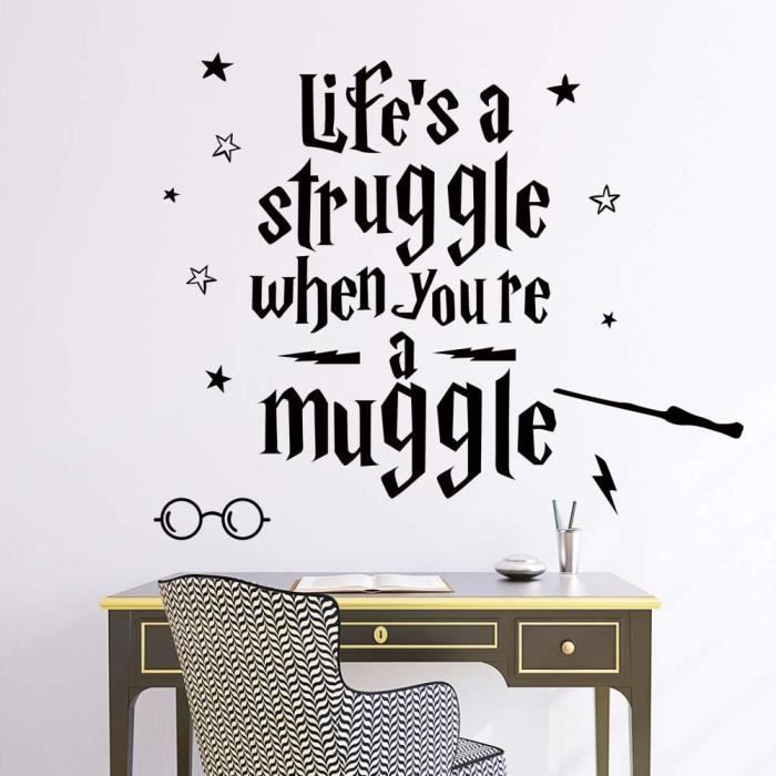 Runtoo Sticker Muraux Harry Potter Autocollant Mural Citations Noir Amovible Deco Stickers Chambre Enfant Bebe Salon Decoration Cdiscount Maison
