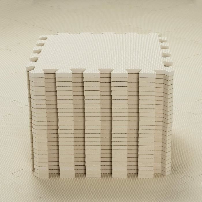 Tapis Puzzle EVA 25 Dalles 30x30x1cm – Mousse Beige, Sans BPA, Sans Formamide, Antidérapant, Salle De Jeux, Yoga, Sol
