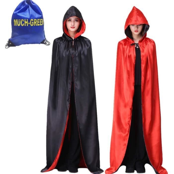 LILY123 Unisexe Adulte Halloween Cape à Capuche Velours Robe Cape sorcière Assistant Manteau noël Vampire Fantaisie fête Cosplay Costumes