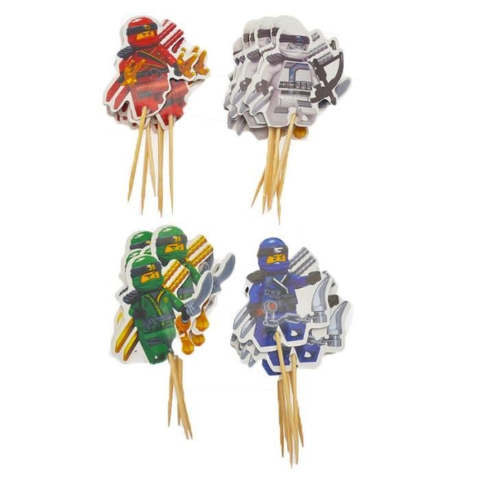 Decoration De Fete Enfants Faveurs Fete D Anniversaire Cupcake Toppers Avec Des Batons Ninjago Theme Gateau Type 24pcs Ninja 4 Cdiscount Maison