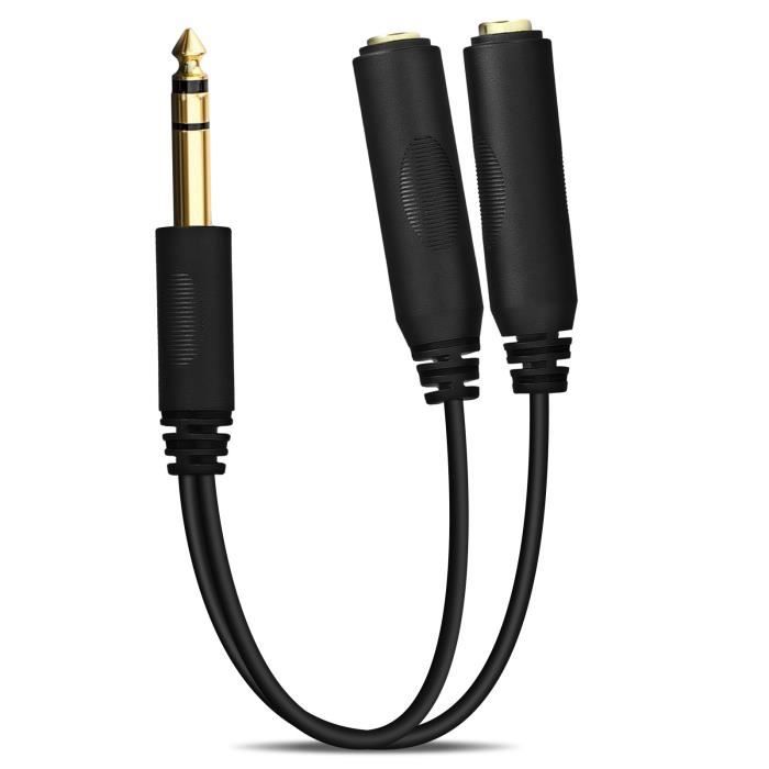 Adaptateur Jack 6,35mm Mâle Vers Double Jack 6,35mm Femelle Splitter 27cm Noir Cdiscount TV