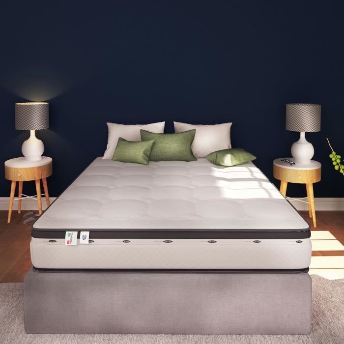 Matelas à Mémoire de Forme Fresh BONJOUR 160x200 cm - Épaisseur 25 cm- Confort ferme- Système AirFresh- 2 personnes