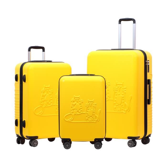Biggdesign Cats Set de Bagages Rigides, Jaune, 3 pieces