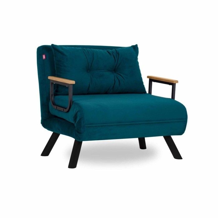 CALICOSY - Fauteuil convertible en tissu avec pieds en métal L67 cm - SANDO - Vert CALICOSY - Fauteuil convertible en tissu avec pieds en métal L67 cm - SANDO - Vert