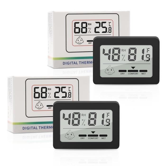 Pack De 2 Thermomètres Hygromètres Miniatures LCD - Haute Précision Pour Maison, Chambre Bébé, Cave, Culture - Affichage Fahrenheit/Celsius