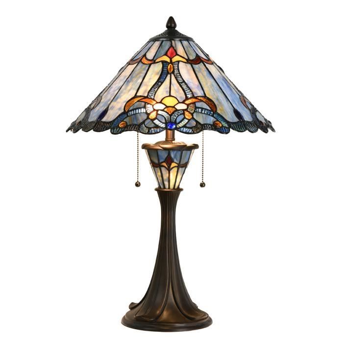 Lampe de table Tiffany Ø 40x61 cm Bleu Verre 5LL-6313