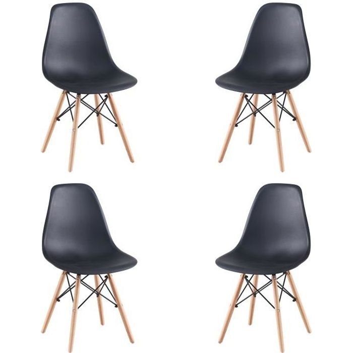 Lot de 4 chaises - Chaise scandinave - Pieds en hêtre- L46 x P41 x