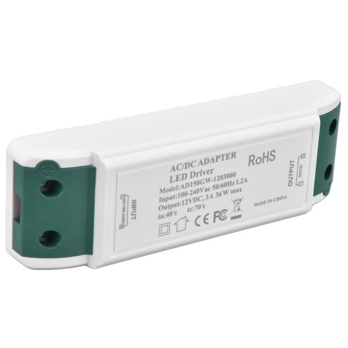 Adaptateur 110V/220V Vers 12V DC 3A (36W) - Pour Bandes LED, éclairage Intérieur, Driver D'alimentation