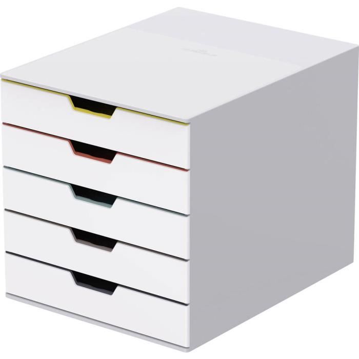 durable varicolor mix 5 - 7625 762527 caisson à tiroirs blanc din a4, din c4, folio, lettre nombre de tiroirs: 5