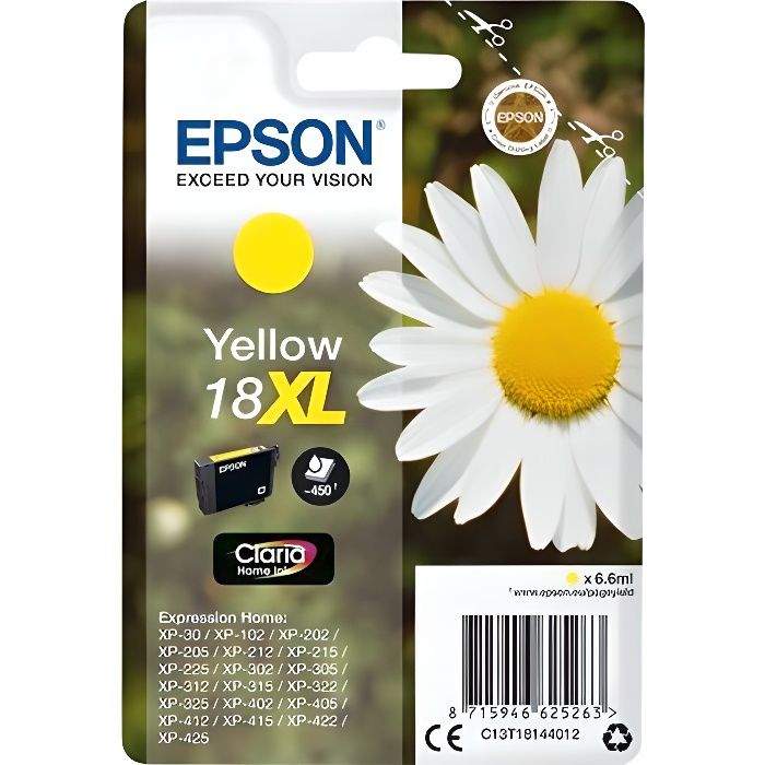 EPSON Cartouche dencre T1804 Jaune - Pâquerette (C13T18144012)