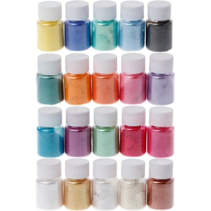 CHANGTIKEJI Polvo De Mica, 24 Colores 0.35 Ozbotella De Pigmento Natural En Polvo Para Resina Epoxi Fabricacion De Jabon Fabricacion De Velas
