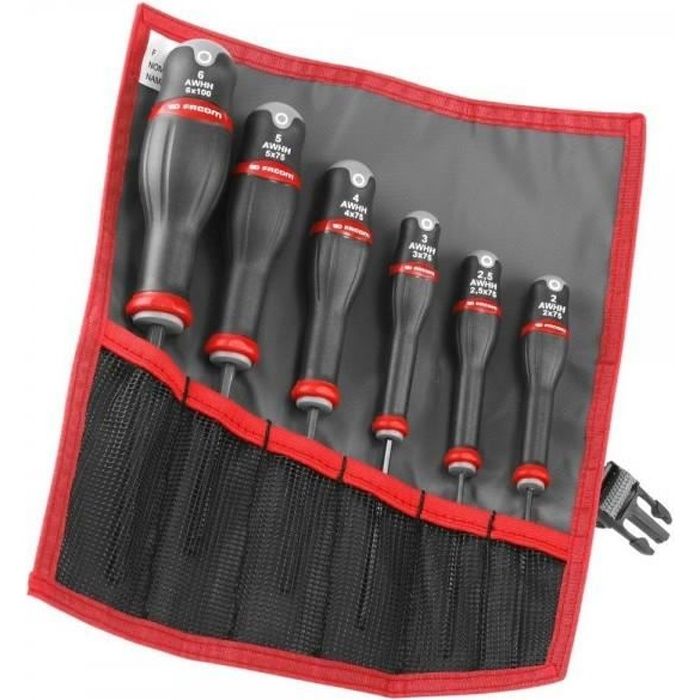 Jeu de clés mâles 6 pans emmanchées FACOM ATWHH.JT6 Acier Ergonomique