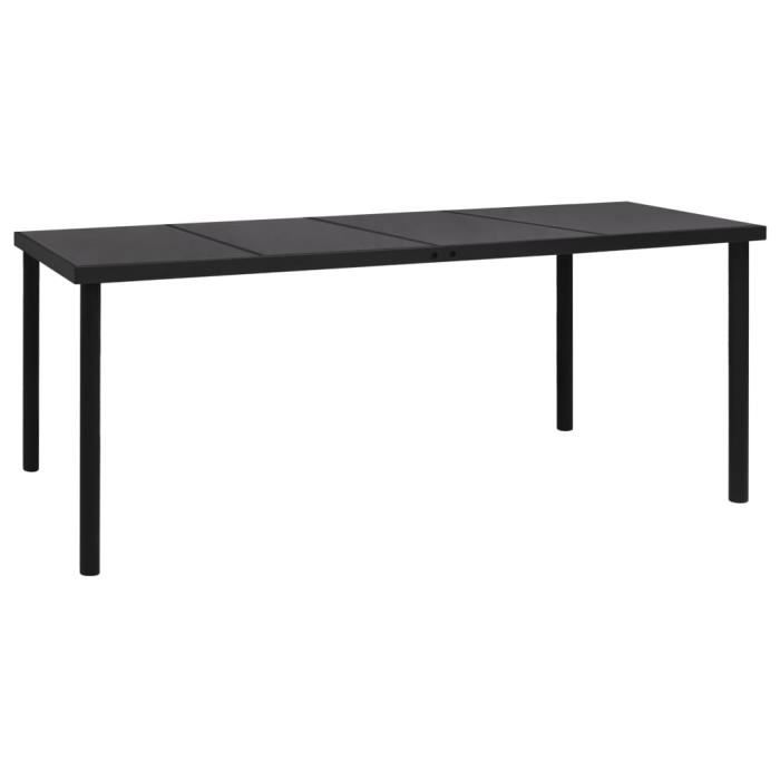famirosa table de jardin 190x90x74 cm noir acier-095