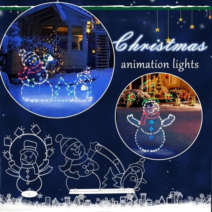 Décoration de Noël animée avec ornements de neige lumineux Cdiscount