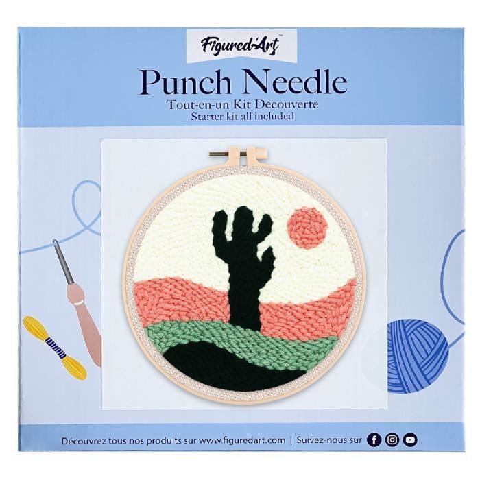 Kit Punch Needle - FIGURED'ART - Cactus dans le Désert - 20x20cm ...