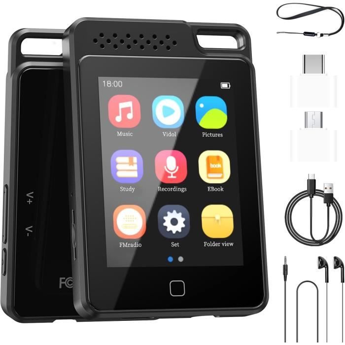 Lecteur MP3 Bluetooth 5.3 AGPTEK - 64 Go, Écran 2,3" - Haut-Parleur, Radio, Vidéo, Podomètre - 75h Autonomie Agptek écran 2.3 Pouces