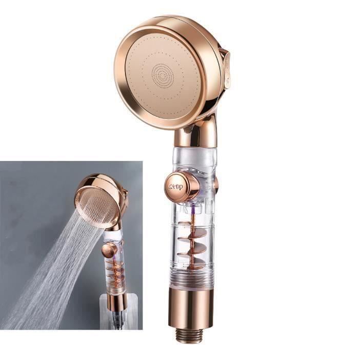 Pommeau De Douche Haute Pression économique - 3 Modes, Anti-calcaire, Buses Silicone - Carré Chromé