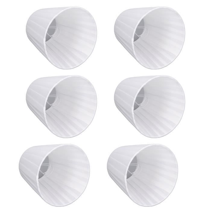 6 Abat-Jour Clip Pour Bougies De Lustre - Tissu Abricot/Blanc Transparent