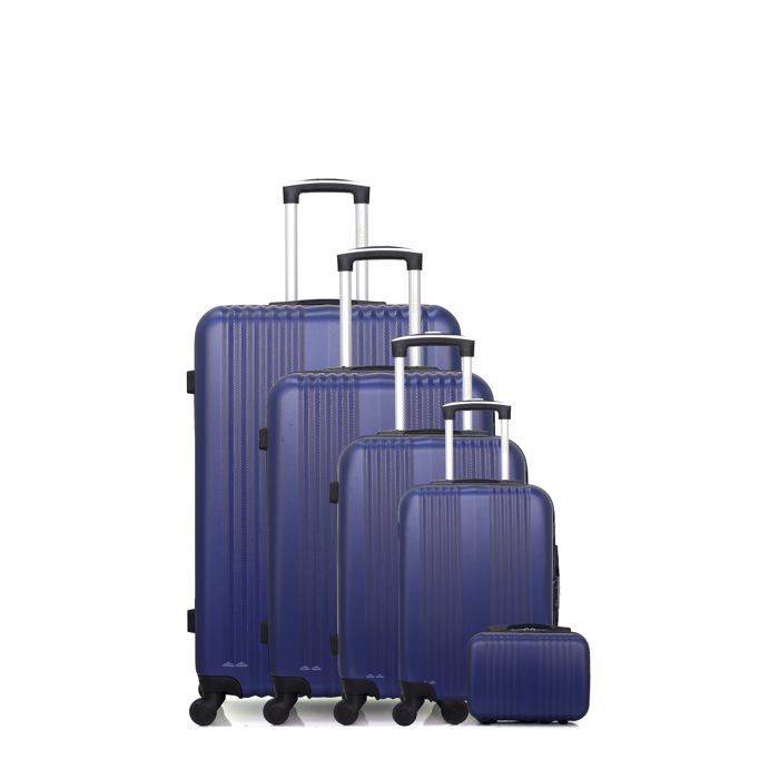 Set Valise à Compression Sous Vide 5 Pièces – Valise Cabine 55 Cm, Trousses, Pompe électrique – Serrure TSA, Roues 360° – Voyage