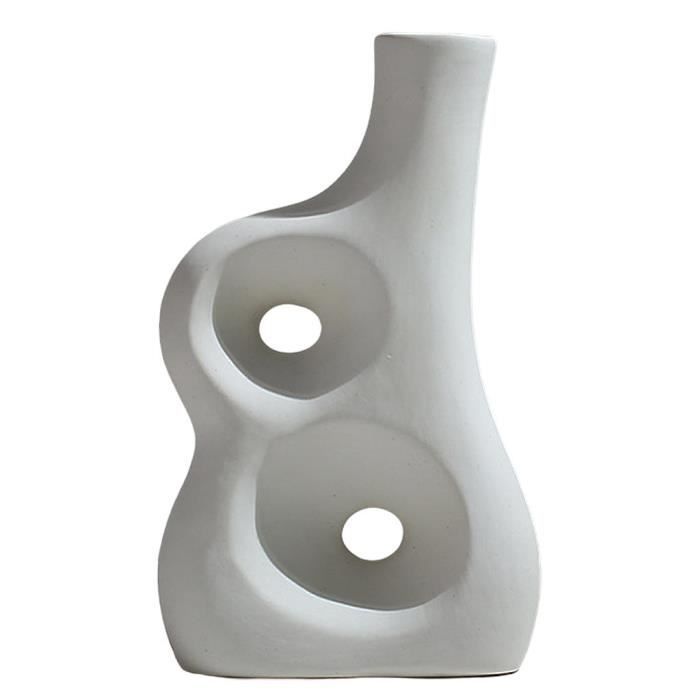 Statue Abstraite En Céramique Blanche Et Argent - Décoration D'Intérieur Moderne Pour Salon, Bureau - 10