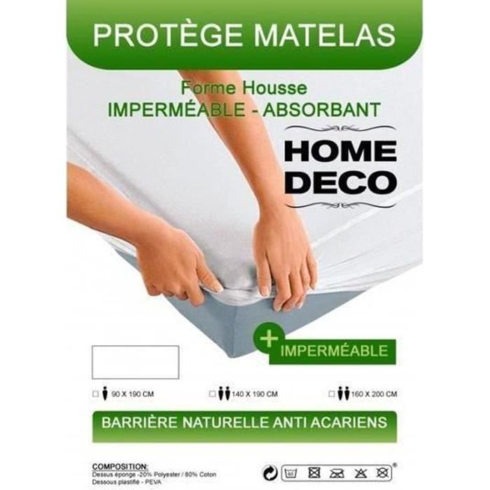 Prot/ège Matelas 170x220 cm ACHUA Molleton 100/% Coton 400 g//m2 Bonnet 30cm