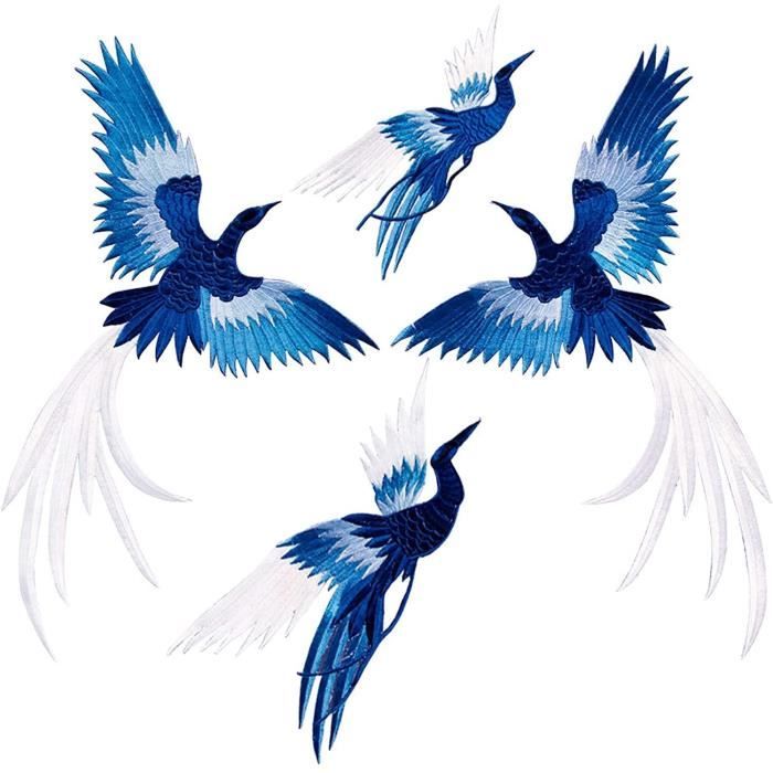 Applique A Coudre - Limics24 - Lot 4 Patchs Stickers Vetement Thermocollant Phoenix Oiseau Broderie Style Chinois