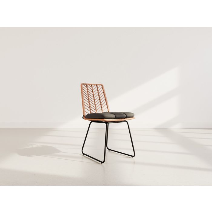 Forenza - lot de 4 chaises - effet rotin - coloris bois et noir - Noir / Bois Forenza - lot de 4 chaises - effet rotin - coloris bois et noir - Noir / Bois