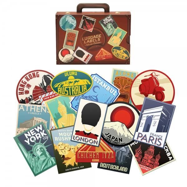 Stickers Rétro de Voyage pour Valise (x17) - Luckies Marron - Cdiscount  Maison