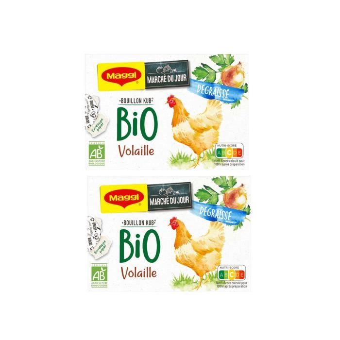 [Lot de 2] Bouillon volaille dégraissé bio Maggi, 2x80g DDM31/11/22