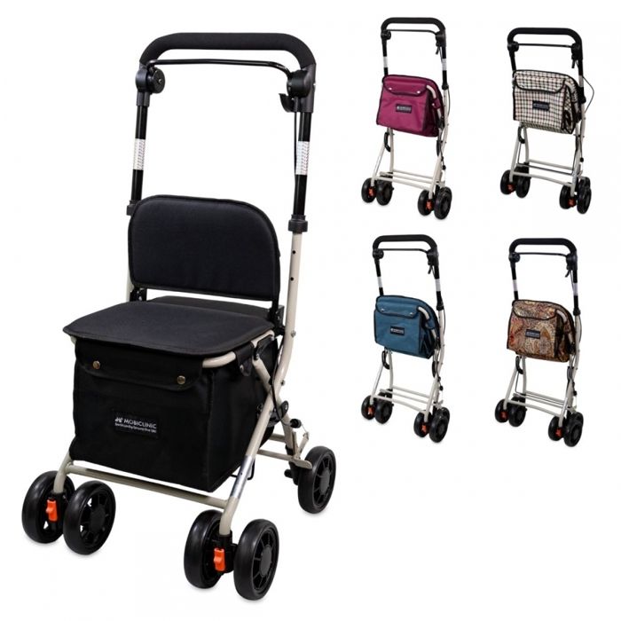 Chariot De Courses Déambulateur 4 Roues Avec Siège Obbocare - Pliable Aluminium Pour Personnes Âgées